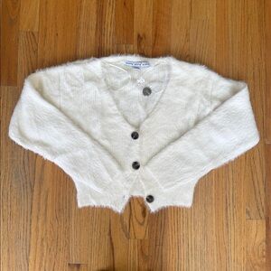 HYFVE Cream Fuzzy Cardigan Sweater